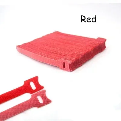 Ruban Adhésif Auto-Adhésif 15cm Réutilisable en Nylon Anneau de Crochet Boucle pour Gestion de Câble DIY Rouge 60 Pcs