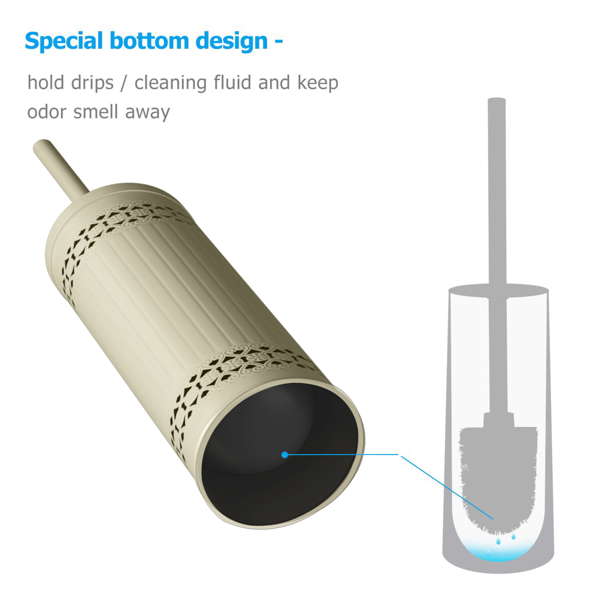 nu steel Laser Cut Ivory Toilet Brush Holder with Lid