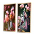 thumbnail image 3 of Designart "Pink Cardinals on a Branch Retro Illustration I" Animals Bird Framed Wall Art Set Of 2 - Children's Art Red Frame Gallery Set For Office Decor, 3 of 6