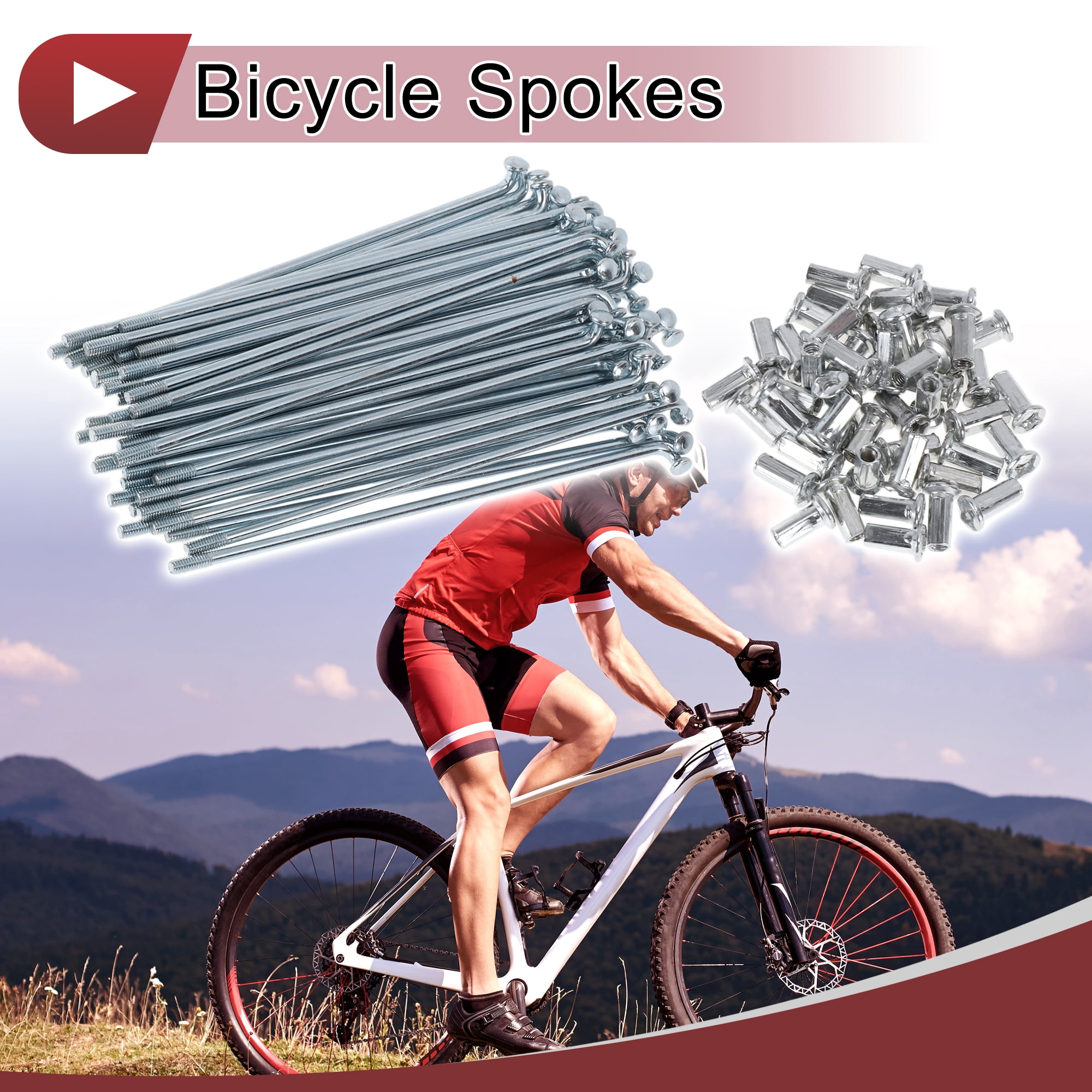 Unique Bargains 48Pcs 10G J Bend Bike Wheel Spokes Carbon Steel Galvanized Silver 4.72"