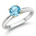 thumbnail image 2 of Gem Stone King 1.00 Ct Round Swiss Blue Topaz 10K White and Yellow Gold Solitaire Engagement Ring (Size 7), 2 of 4
