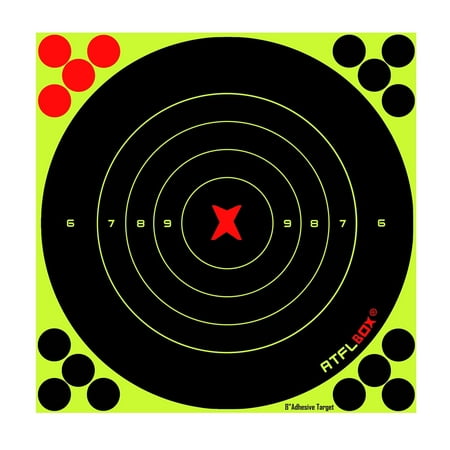 ATFLBOX 50Pcs 8 Inch Splatter Adhesive Bullseye Fluorescent Yellow Shooting Target Stickers Shooting Outdoor and Indoor Ranges