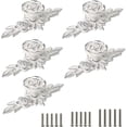 thumbnail image 1 of Paquete de 12 pomos decorativos para armario con placa, color marfil floral, pomos para puerta de armario, tiradores de cajón blanco marfil, 1 of 5