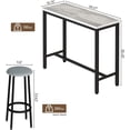 thumbnail image 3 of MOOSENG Bar Table Set with White Faux Marble Top, Pub Height Dining Table and Set of 2 Upholstered Stools, Space-Saving Kitchen Table Set for Small Spaces, 3 of 6