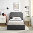 thumbnail image 2 of Platform Bed Frame, Twin Size, Grey Gray, Fabric, Bedroom, Modern Contemporary HB36798, 2 of 9