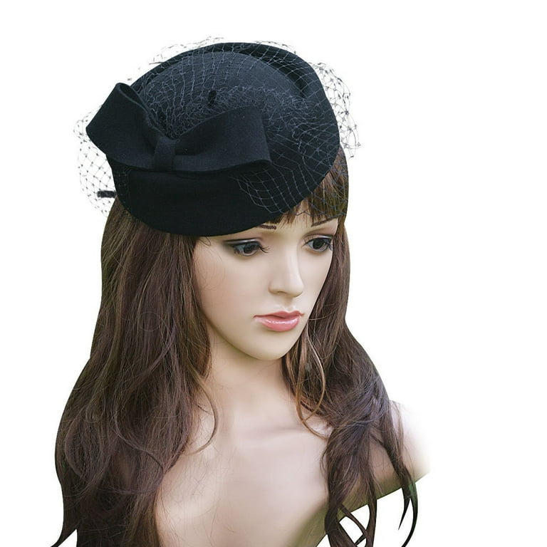 Chuangdi Pillbox Fascinator Hat For Women Tea Party Hat Headband With Mesh  Veil Black Funeral Hats Fascinator For Weddings Women S Hats And Caps Acces