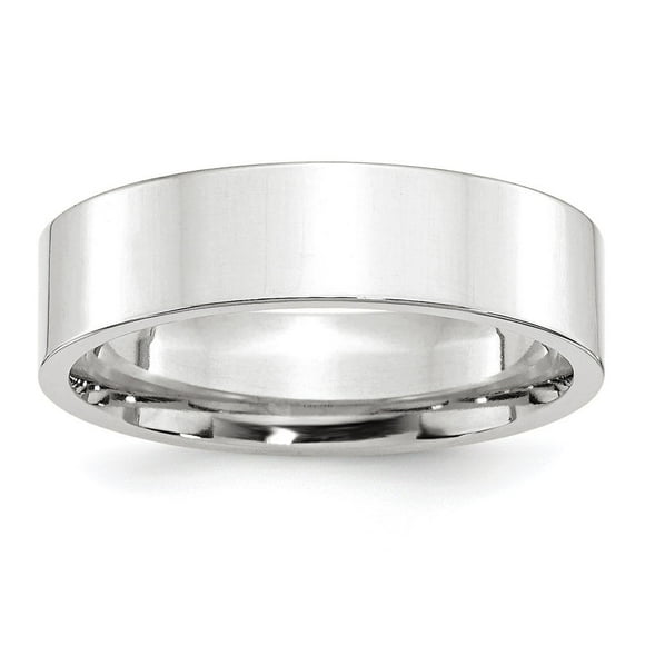 Diamond2Deal 14K White Gold 6mm Standard Weight Flat Men's Wedding Band Size 14