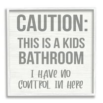 Stupell Industries Caution Kid's Bathroom Phrase Family Home Sign Graphic Art White Framed Art Print Wall Art, 24x24, by Daphne Polselli