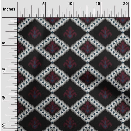 oneOone Georgette Viscose Fabric Argyle Ikat Printed Fabric 1 Yard 42 Inch Wide