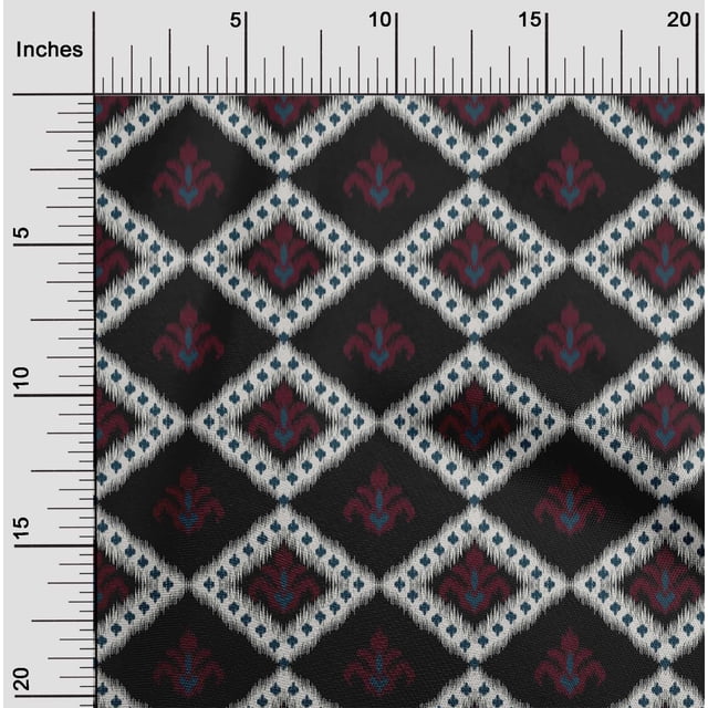 oneOone Cotton Poplin Fabric Argyle Ikat Decor Fabric Printed BTY 56 Inch Wide