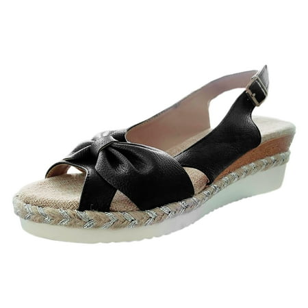 

Mnyotv Sandals Ladies Summer Simple Solid Colour Bow Fish Mouth Thick Bottom Higher Slope Heel Casual Large Size Sandals Blue 40