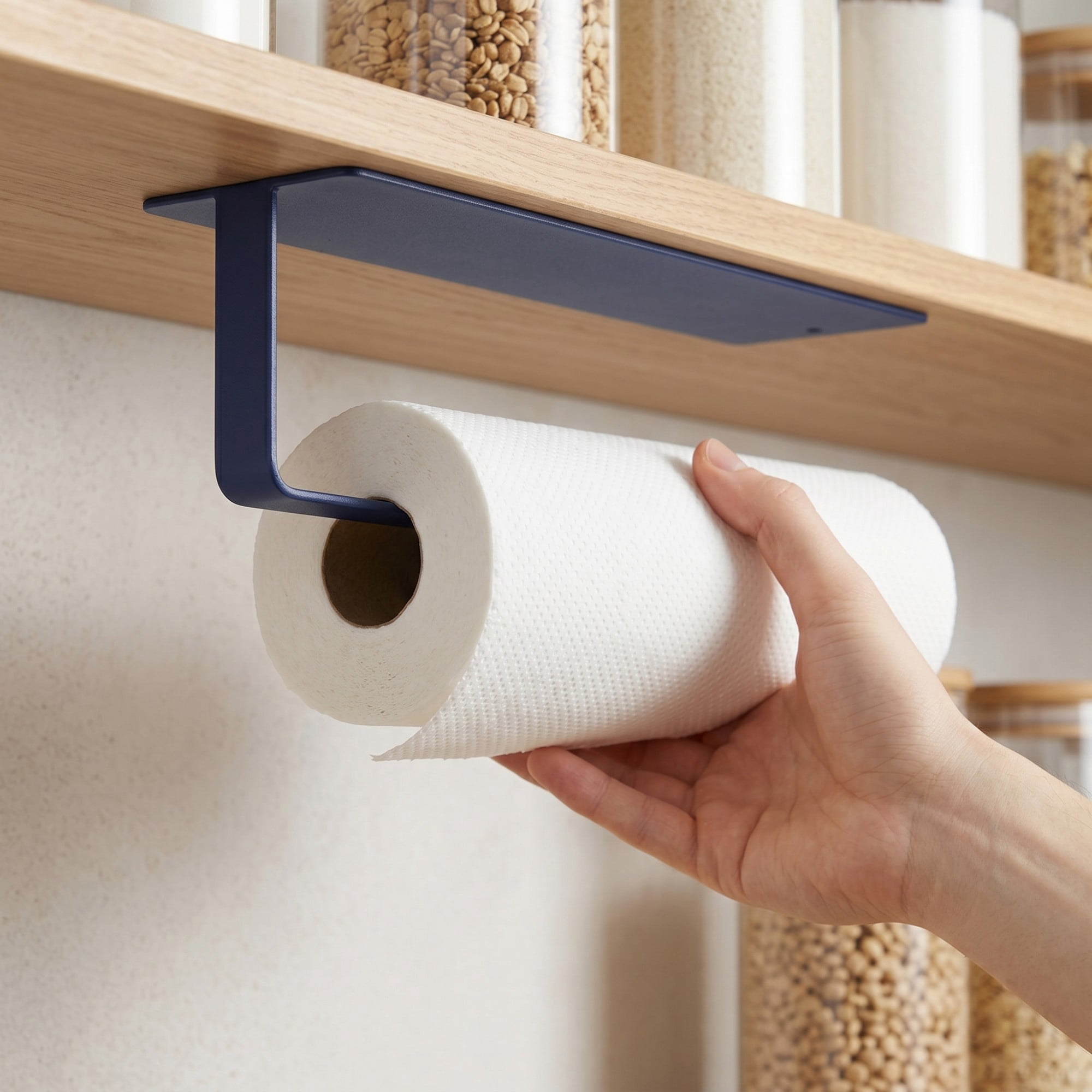 Unique Bargains Wall Mount Paper Towel Holder Stainless Steel Black Round 10.8x2.4inch
