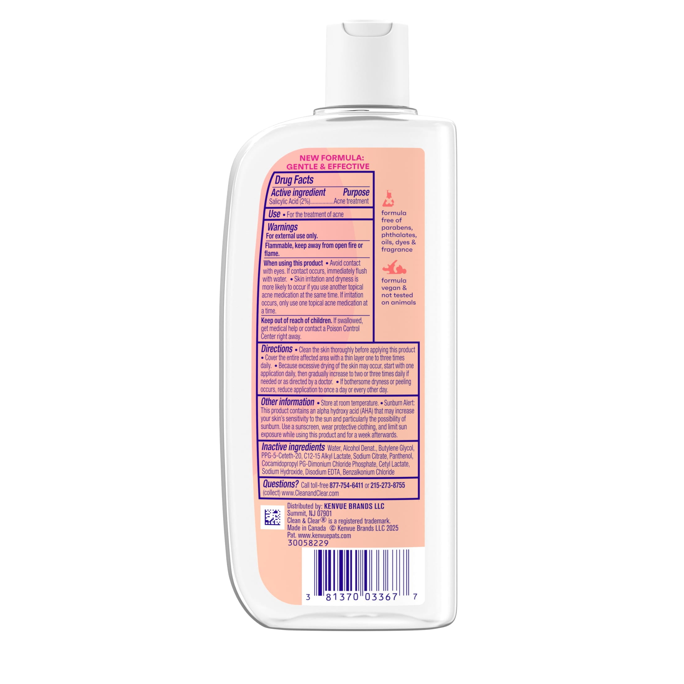 Clean & Clear Oil-Free Acne Toner, 2% Salicylic Acid, 8 fl. oz