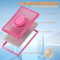 thumbnail image 2 of SaniMore Case for iPad 10th Generation 10.9" 2022, with Shoulder Strap Pencil Slot Hybird PC TPU Back Cover 360° Ratating Handle Bracket Shockproof Anti-fall Rugged Kids Shell,Rose, 2 of 16