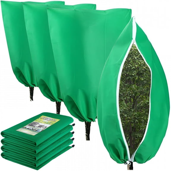 ZULAR Plant Covers Freeze Protection, 4 Pack Frost Covers with Zipper Drawstring, Plant Protection Cover Bags for Outdoor Winter Frost Cold Weather Shrubs Trees Jacket Covers, 31.5"