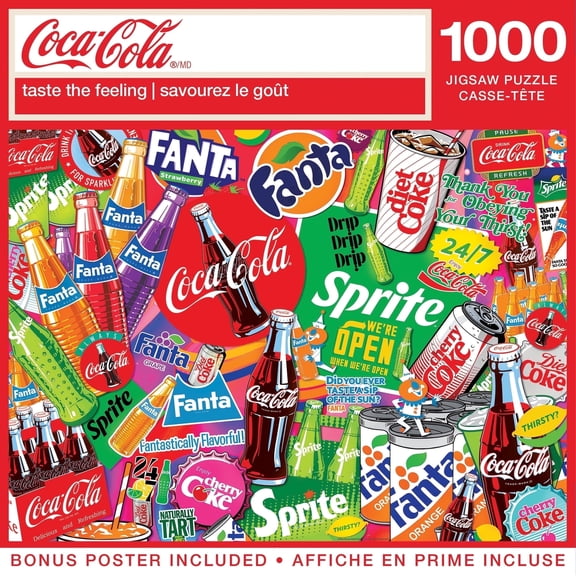 MasterPieces Coca-Cola Jigsaw Puzzle, 1000-Piece Taste the Feeling Nostalgia Vintage Art Puzzle, 19.25 x 26.75 Inches