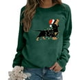 thumbnail image 7 of Tiweut Women's Leisure Hoodies Christmas Santa Sausage Dog Print Fashion Loose Fit Pullover Long Sleeve Round Neck Regular Tops Green,S, 7 of 7
