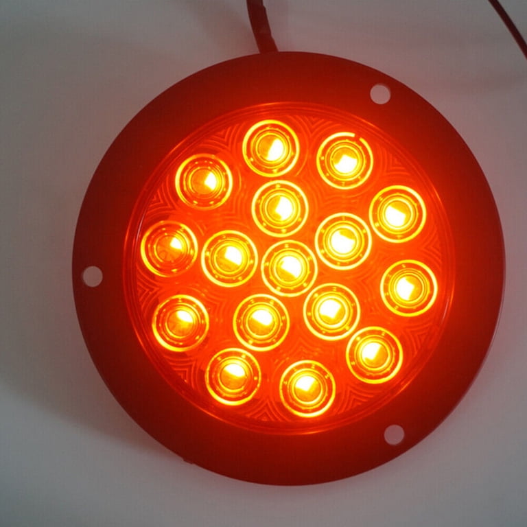 LIGBT 4 Inch Red LED Round Trailer Tail Lights - 16 LED Waterproof Stop/Brake/Turn Lights For Trailers, Trucks, RVs