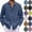 #02 Royal Blue, variant on Mens Cotton Linen Shirts Long Sleeve Beach Henley Button Down Shirts Casual Lightweight V Neck Loose Shirts,Purple 5XL