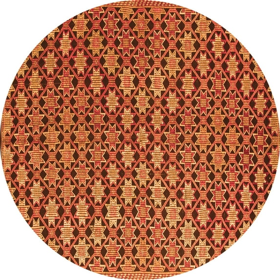Ahgly Company Indoor Round Abstract Orange Contemporary Area Rugs, 8' Round