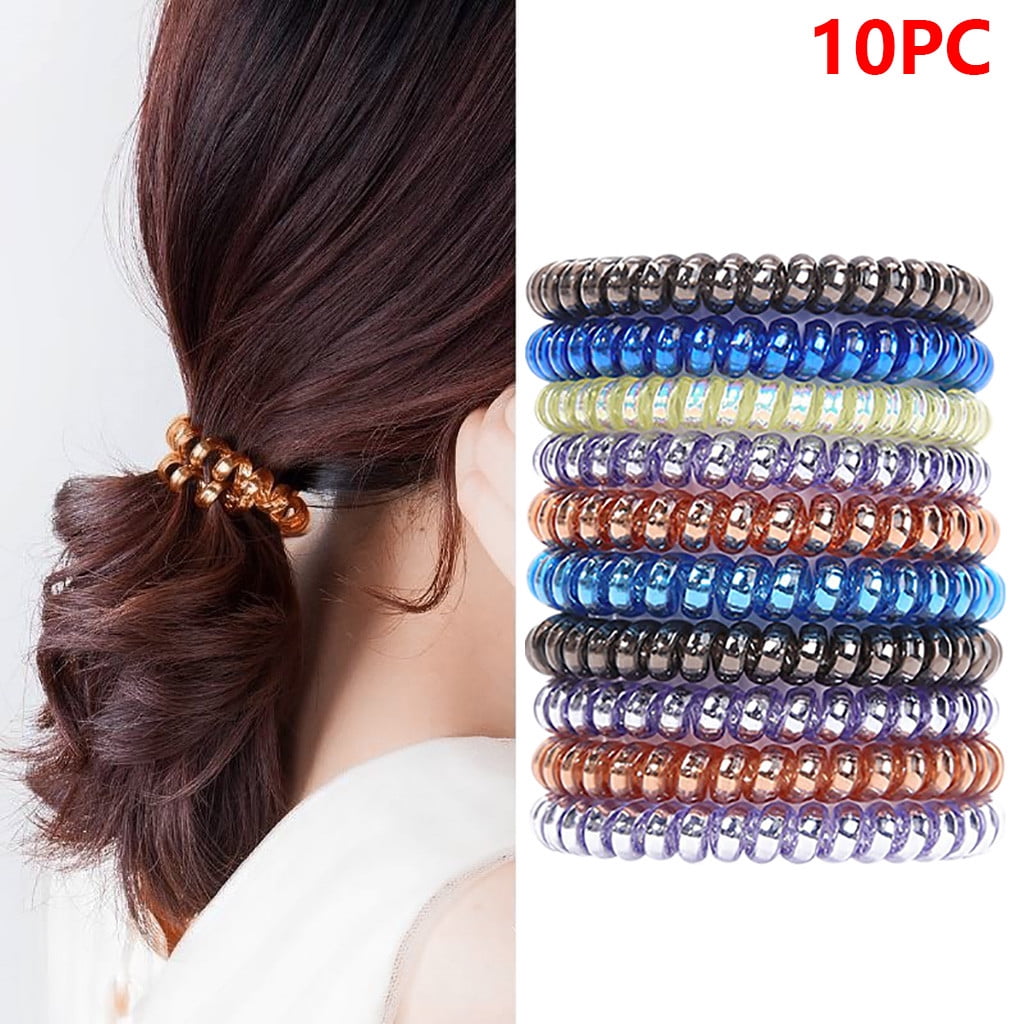 10 PCS Elastic Telephone Wire Cord Head Ties Hair Band Rope Ponytail Jewelry-ac 