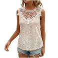 thumbnail image 5 of ITSAME Women's Tank Tops, Lace Round Neck Elegant Dressy Hollow Out Summer 2025 Sleeveless Blouse Beige S, 5 of 7