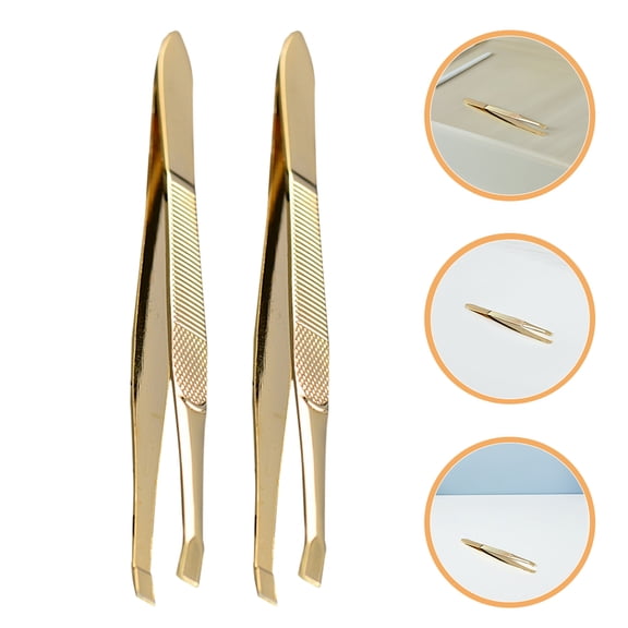 IFANLANDOR Eyebrow Tweezers, Golden Stainless Steel, Durable and Stylish, Versatile Use, 2Pcs