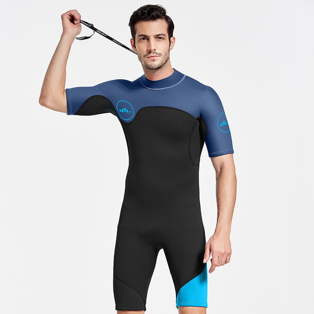 Mens Stretch Short Wetsuit Surf Swim Diving Zipper Wet Suit Quick-Drying S-XXL 