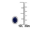 thumbnail image 3 of 10k White Gold Oval Genuine Sapphire and Diamond Halo Earrings, 3 of 5