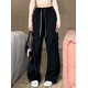thumbnail image 1 of Pantalones para mujer, lisos, versátiles, estilo urbano, retro, moda de ocio, entrenamiento, adolescentes, otoño, bolsillos, estilo americano sencillo., 1 of 6