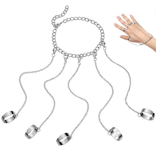 Cadena de moda anillo de dedo anillo de moda joyería para mujeres decoración de dedos (plata)
