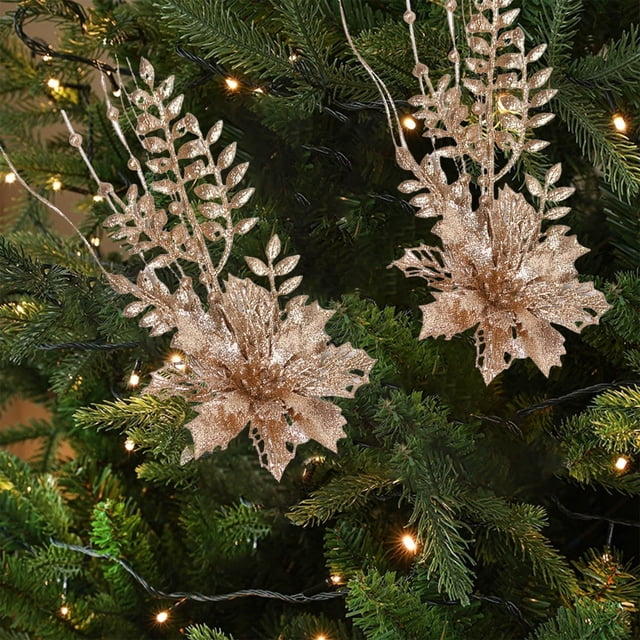 2Pcs Christmas Tree Decoration Simulation Flowers Plastic Simulation Flowers For Weddings- Parties Halls And Other Decorations Holiday Gifts