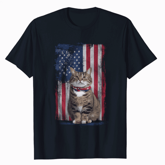 American Cat 4th of July T-Shirt Patriotic Kitten Lover Tee