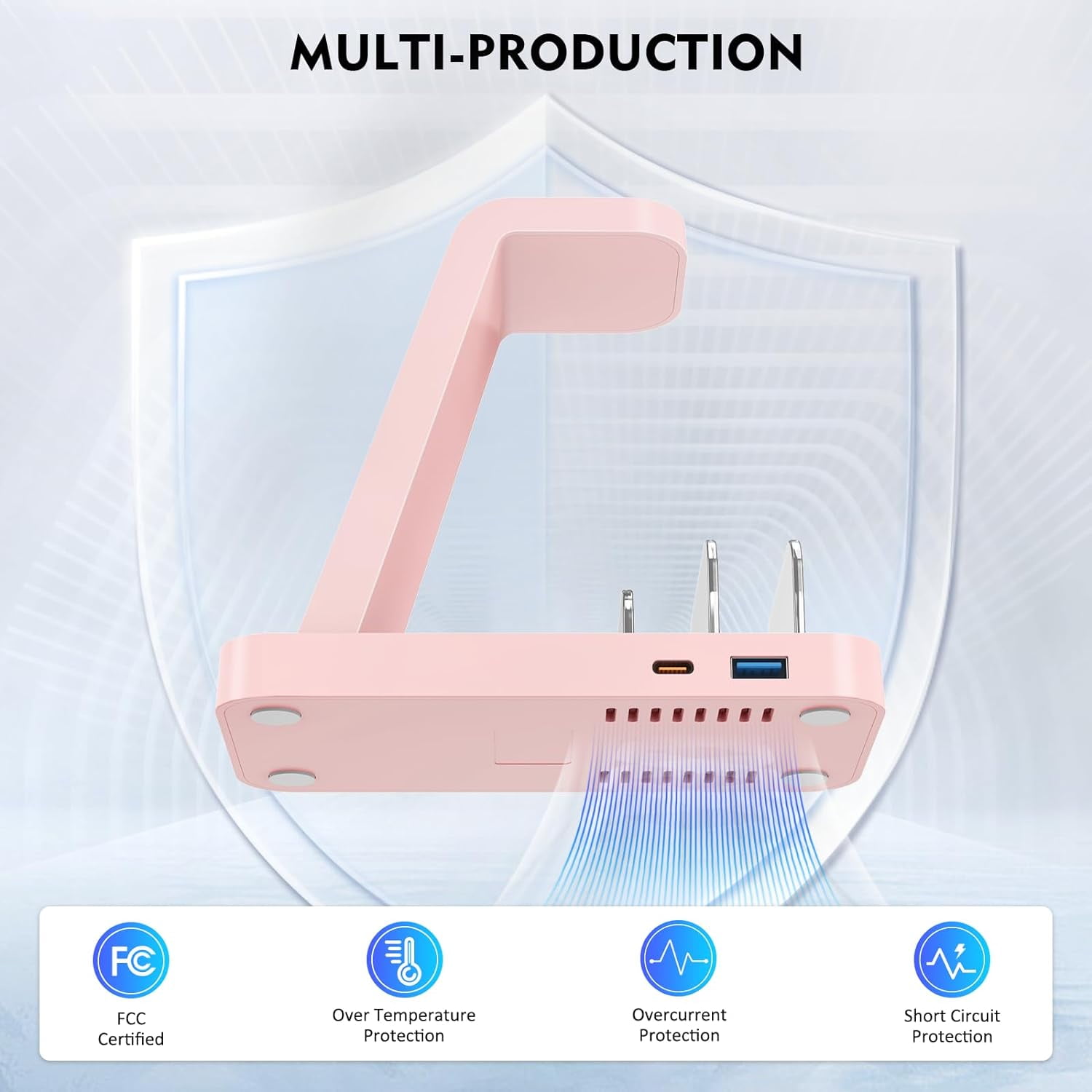 ETEPEHI Charging Station Compatible for iphone: 5 in 1 Wireless Charger Compatible for iPhone iWatch & Airpods (Pink)