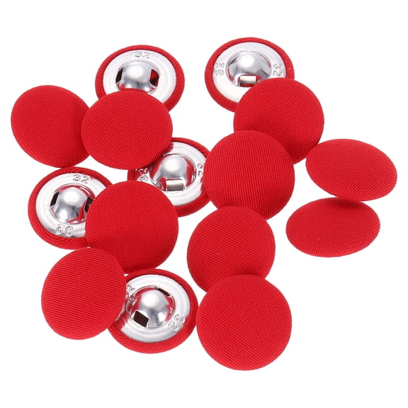 Uxcell 15 Pack Fabric Cloth Covered Button, 20mm 32L Metal Shank Round Sewing Buttons Fabric Covered Button for Coat Dress Sweater Hats Crafts Making, Red
