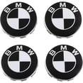 thumbnail image 1 of 4 Pcs Auto Wheel Center Caps for BMW 68MM Rim Center Caps Wheel Center Badge Shape Decoration Accessories black, 1 of 5