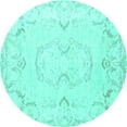 thumbnail image 1 of Ahgly Company Indoor Round Persian Turquoise Blue Traditional Area Rugs, 8' Round, 1 of 4