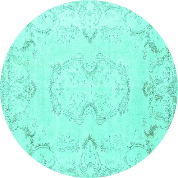 Ahgly Company Indoor Round Persian Turquoise Blue Traditional Area Rugs, 8' Round