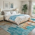 thumbnail image 3 of RUG ROBOT Abstract Washable Area Rugs for Living Room 8'x10', Soft Large Bedroom Rug Non Slip, Ultra Thin Low Pile Modern Carpet for Dining Room Office Kitchen, Yellow/Blue, 3 of 10
