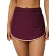 thumbnail image 5 of ALove Womens Solid Swim Bottoms Shirred Waistband V Slit Swim Skirts Built-in Shorts, 5 of 8