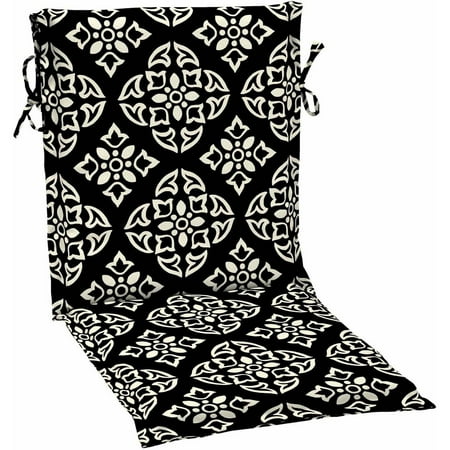 Black Patio Cushions Better Homes & Gardens Black and White Medallion Outdoor Patio Sling Chair Cushion, 17.5