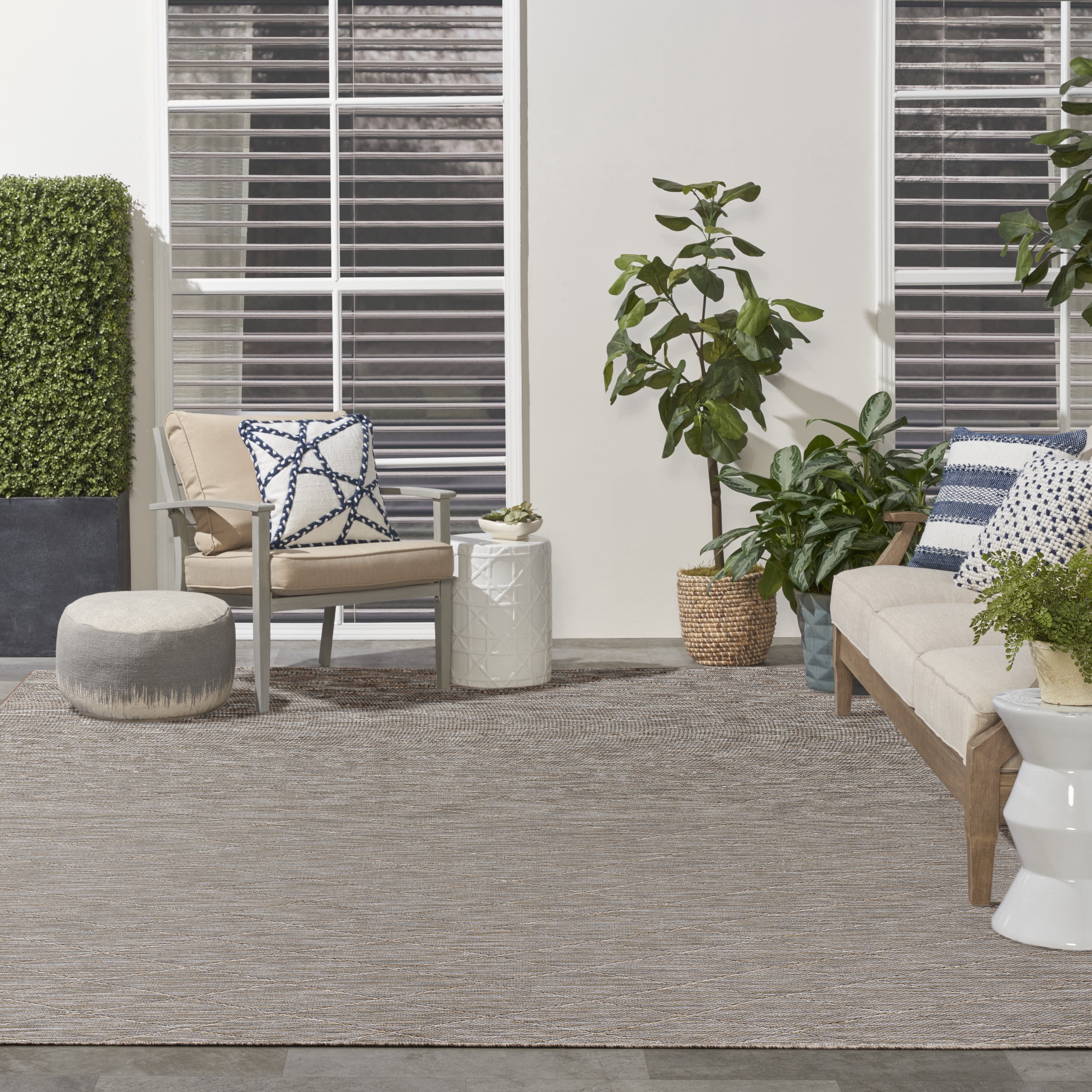 Nourison Practical Solutions Outdoor Grey Mocha 8' x 10' Area Rug (8x10)