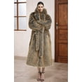 thumbnail image 4 of DEBIMY Women Luxury Faux Fox Fur Coat Tip-Dyed Lapel Shawl Overcoat Calf-Length Outer Wear with Pockets Belt Grey Gold XL, 4 of 7