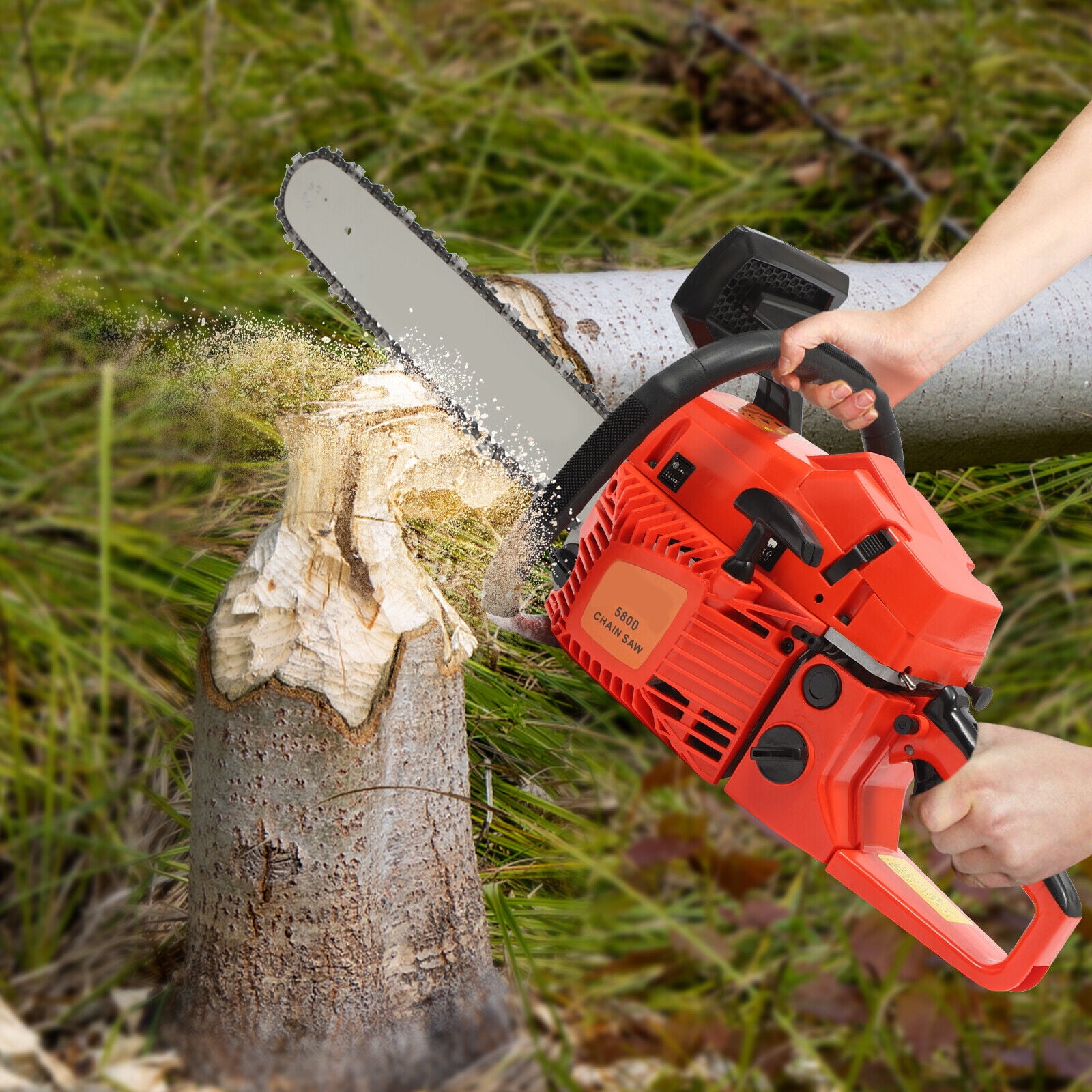 58CC 20inch Gas Chainsaw 2 Stroke Gasoline Powered Chain Saws 2400W 10000rpm for Forest Harvesting, Cutting Wood