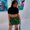 thumbnail image 2 of TasselTrim Camouflage Mini Skirt (L, MultiGreen), 2 of 9