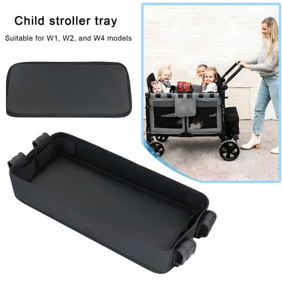 MELIVO Stroller Snack Tray with Fastener Tapes Waterproof Easy to Clean Compatibility Food Tray with Insulated Cup Holder