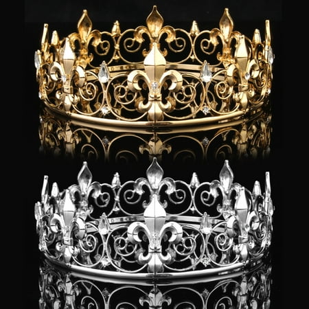 23 Etruscan Gold Tiara Meigar Full Circle Men's Crown Imperial Medieval Tiara Fleur De Lis Gold King Crown Pageant Party ()