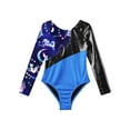 thumbnail image 3 of YiZYiF Girls Prints Metallic Patchwork Gymnastics Dance Leotard Long Sleeve Yoga Fitness Jumpsuit, 3 of 4