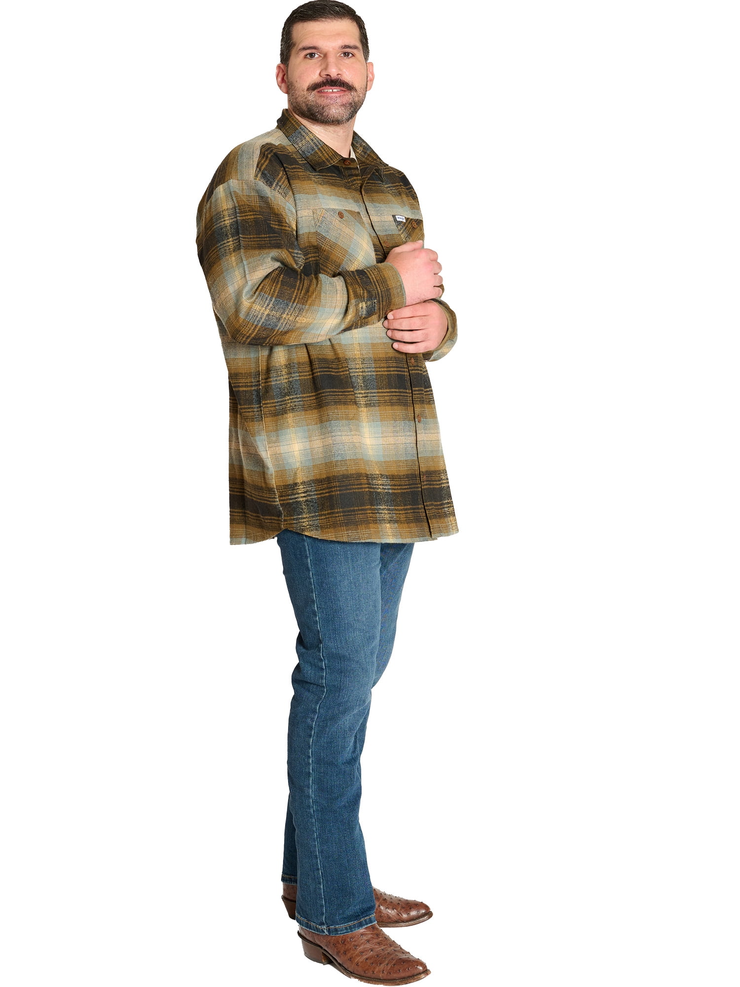 Wrangler Men's Big and Tall Plaid Flannel Shirt ,Big Size Up To 6XL And Tall Size Up To 4XT