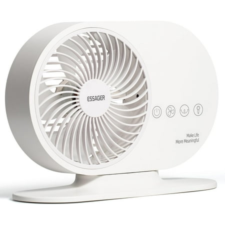 

Desk Air Circulator Fan with RGB Night Light Rechargeable Table Fan with Aromatherapy Feature 3-Speeds Automatic Rotation Quiet for Bedroom Tent Office